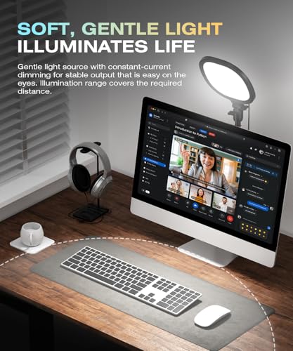 PQRQP 2 Packs Ring Light with Stand, Adjustable Desktop Lamp with Phone Mount, CRI 97+ Studio-Grade Video Conference Light for Video Calls, Home Office, TikTok Live & Vlog Filming (Nocturnal Black)