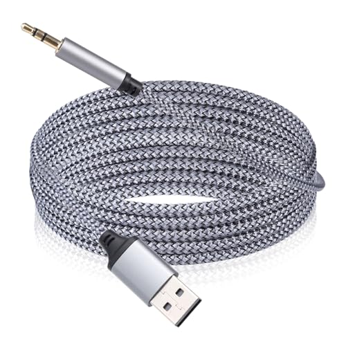 5 Ft USB to 3.5mm Audio Jack Adapter, USB to 3.5mm Audio Aux Cable, Stereo Audio-Cord, Nylon Braided AUX Converter for Headphones, Speaker, PC, Laptop, Not Applicable for Charging, Recording