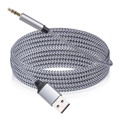 5 Ft USB to 3.5mm Audio Jack Adapter, USB to 3.5mm Audio Aux Cable, Stereo Audio-Cord, Nylon Braided AUX Converter for Headphones, Speaker, PC, Laptop, Not Applicable for Charging, Recording