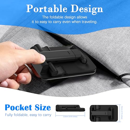 Cell Phone Stand, Adjustable Angle and Height Cell Phone Holder for Desk, Foldable and Portable, Anti-Slip Silicone Pad, Compatible with All Mobile Phones and 4-8 Inch Devices (Black&White) - color: Black&White