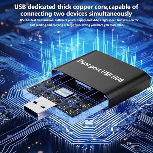 USB Hub,USB Splitter 1 in 2 Out Adapter, Double USB Hub for Laptop,Xbox PC, MAC, Mac Book, Tablet, Tab, Console, Printer, Camera(Data and for Charging, Wouldn't Work with CarPlay)