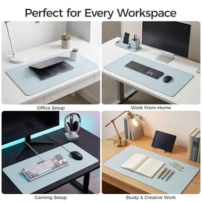 Silicone Desk Mat for Minimal, Creative, Vanity Desk – Reduces Glare, Comfortable Viewing – Writable, Non-Slip, Waterproof, Roll-Up – Food-Grade Platinum-Cured Silicone, Gift Tube（Mist Blue） - color: Mist Blue