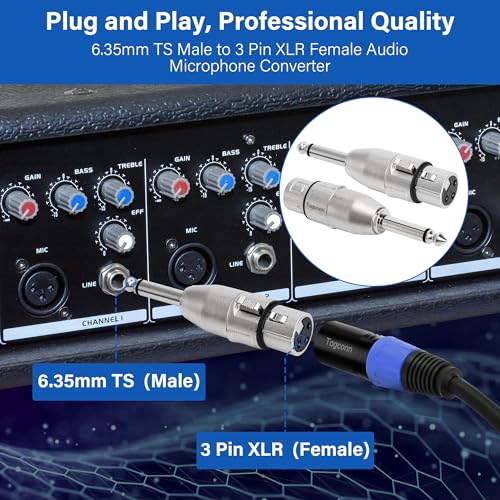 6.35mm to XLR Adapter 4 Pack,6.35mm 1/4" TS Mono Male to XLR Female Audio Converter Connector - color: 6.35mm TS Male to XLR Female, size: 4 Pack