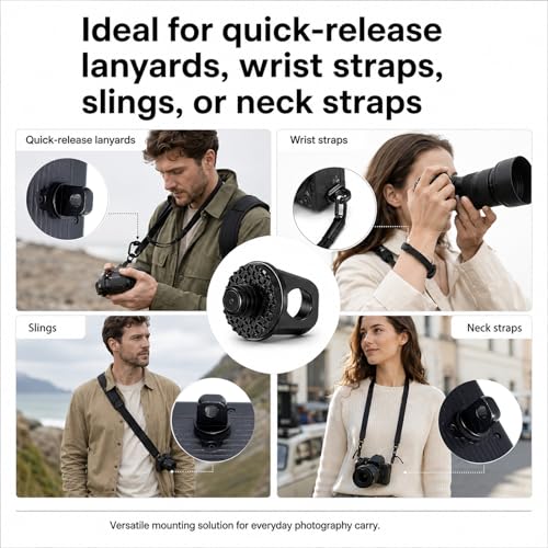 2 Pcs 1/4"-20 Holder Camera Fixing Screw Camera Neck Strap Screw Quick Install Metal Screws Connecting Adapters with Rubber Padded for Tripod DSLR Cameras Shoulder Straps Wrist Straps Selfie Sticks