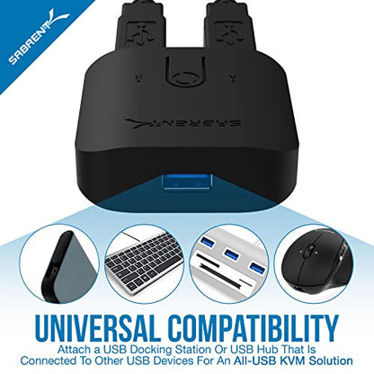 SABRENT USB 3.0 Sharing Switch for Multiple Computers and Peripherals LED Device Indicators (USB-SW30) Black - size: 1 Count (Pack of 1)