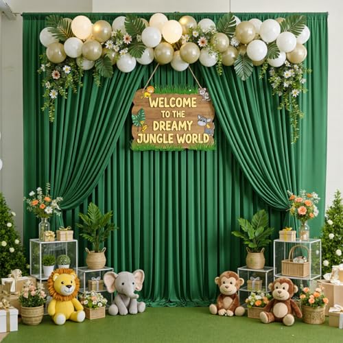 10ftx10ft Wrinkle Free Green Backdrop Curtains for Parties, Silky Polyester Photo Backdrop Drapes 2 Panels 5x10ft Back Drop Cloth for Wedding Birthday Baby Shower Photography Background - color: Green, size: 10ftx10ft