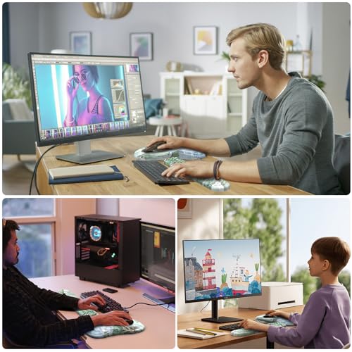 Ergonomic Mouse Pad Wrist Rest, 2 in 1 Keyboard Pad for Office(Landscape) - color: Landscape