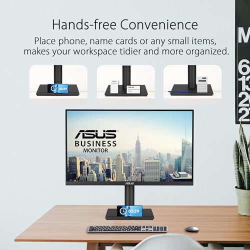 ASUS 27” 4K Business Monitor (VA27UCPS) - UHD (3840 x 2160), IPS, 99% sRGB, HDR-10, USB-C PD65W, USB Hub, Speakers, Eye Care, Ergonomic, VESA Wall Mountable, Green Sustainability, 3 yr Warranty - style: 27" 4K USB-C