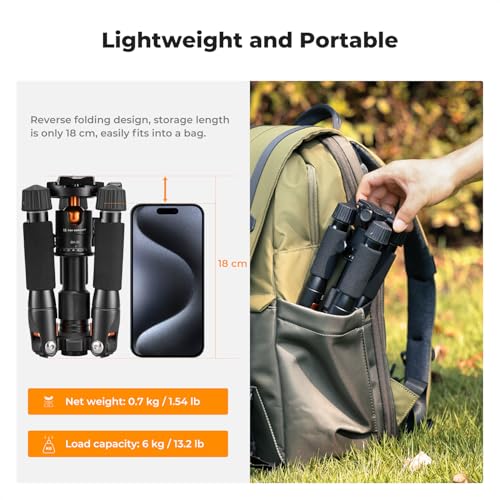 K&F CONCEPT Mini Desktop Tripod, 20.5''/ 52cm Compact Desk Tripod with 360 Degree Ball Head, 1/4 inch Quick Release Plate for Camera Video Camcorder, Load up to 13.22 lbs/6 KG - style: S225A1+BH-25