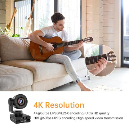 MT-VIKI 4K AI PTZ Webcam, Auto Tracking Gesture Control Camera, 1080P 60fps, 92° Wide Angle, 330° Pan 180° Tilt, TOF 0.2s Fast Focus, Dual Mic, USB-C for Streaming Meeting Online Class
