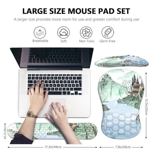 Ergonomic Mouse Pad Wrist Rest, 2 in 1 Keyboard Pad for Office(Landscape) - color: Landscape