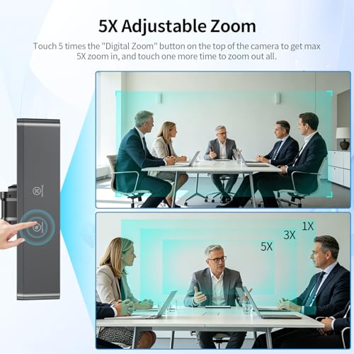 TOALLIN 3-in-1 4K Webcam with Mics and Speaker, AI Tracking & Framing, 5X Zoom, WDR/HDR, All-in-One Conference Camera for Meetings, Streaming, Video Calls