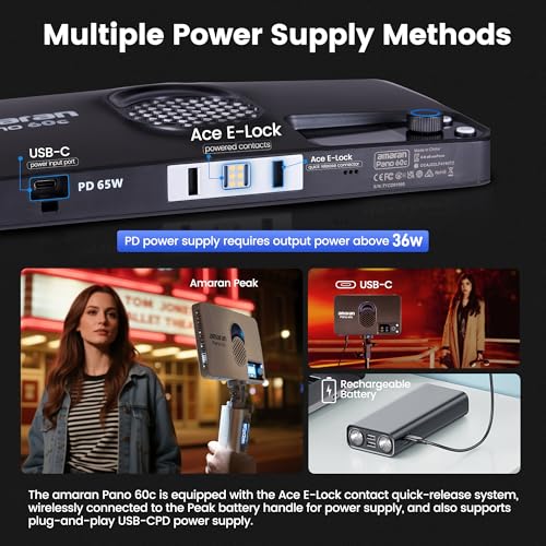 Amaran Pano 60c Kit Led Video Panel Light 60W RGBWW Full Color Lights,CCT 2,300K-10,000K,12 Lighting Efects,App Control,Support USB-C PD,with Softboxes and Carrying Case (Charcoal) - color: Charcoal