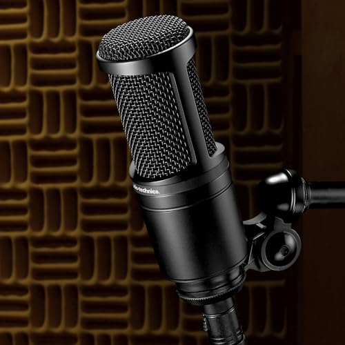 Audio-Technica AT2020 Cardioid Condenser Studio XLR Microphone, Ideal for Project/Home Studio Applications, Black | 20-20, 000 Hz, 144 Db Max Spl, 100 Ω, 48V Phantom Required, Xlr Output, Ideal for Project and Home Studios - color: Black, style: AT2020