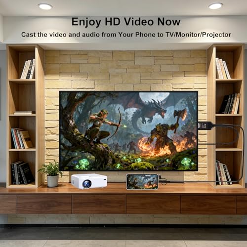 Universal 3-in-1 HDMI Mirroring Cable (6.6FT), Lightning/Micro USB/USB C to HDMI Adapter for All iPhone, Android Phones, iPad, Support 2K 60Hz 1080P Mirroring to Projector/Monitor/TV