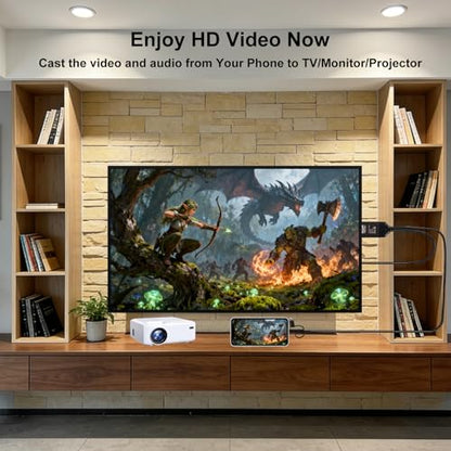 Universal 3-in-1 HDMI Mirroring Cable (6.6FT), Lightning/Micro USB/USB C to HDMI Adapter for All iPhone, Android Phones, iPad, Support 2K 60Hz 1080P Mirroring to Projector/Monitor/TV