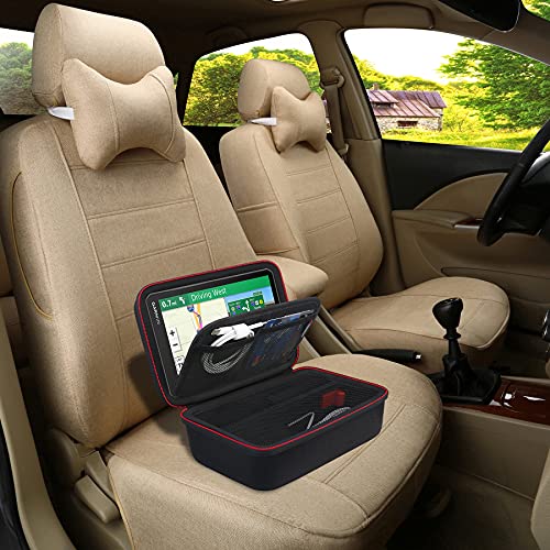 BOVKE Hard GPS Case for 6-7 Inch Garmin dēzl OTR610 OTR710 OTR720 OTR620 / DriveSmart 71 66 / RV 795 7' GPS Navigator System, Extra Space fit Vehicle Suction Cup Mount, Power Cable, Black+Black - color: Black + Inside Black