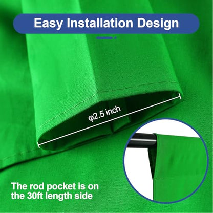 EMART Green Screen Photo Backdrop, 30x10 ft Photoshoot Backdrop Chroma Key Green Screen Polyester Cloth Fabric Curtain for Background Removal, Zoom Meeting, Photo Video Studio, Live Streaming - color: Green, size: 30 x 10 Ft