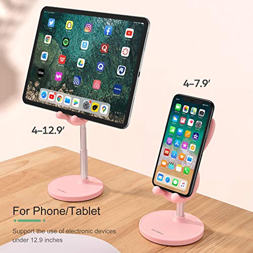 Cell Phone Stand,Angle Height Adjustable Bunny Phone Stand for Desk,Cute Rabbit Phone Holder Stand for Desk, Compatible with All Mobile Phones, Tablets(4-10in) (Pink) - color: Pink