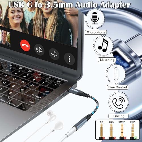 USB C to 3.5mm Audio Adapter,Type C to Aux Dongle Adaptor USB C to Headphone Jack Adapter for iPhone 16/15/Plus/Pro/Pro Max,Samsung Galaxy S25/S24/S23/S22/S21/note10/20 Ultra,iPad Pro,Mini,MacBook - style: 2 Pack Adapter