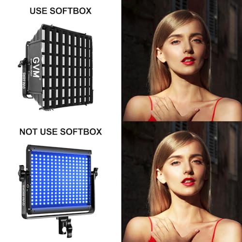 GVM RGB Photography Lighting Kits with 2 Softboxes, 680RS 50W Studio Lights with Bluetooth Control, 2 Packs Video Light with 18 Lighting Scenes, led Panel Lights for Video Recording, 8500lux/0.5m