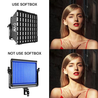 GVM RGB Photography Lighting Kits with 2 Softboxes, 680RS 50W Studio Lights with Bluetooth Control, 2 Packs Video Light with 18 Lighting Scenes, led Panel Lights for Video Recording, 8500lux/0.5m