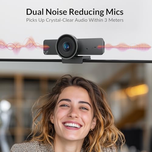 AV Access 4K Conference Room Camera - 1/1.8" CMOS, Gesture Control, Auto Framing, Presenter Tracking, Individuals Gallery, Dual Noise-Canceling Mics, Privacy Cover, 120° FOV, ePTZ 5X Zoom Webcam - size: 90
