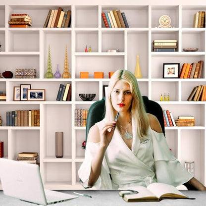 CGXINS White Bookshelf Office Backdrop Photo Backdrop 7x5ft Video Conference Zoom Backdrop Home Office Decoration Banner Polyester Company Video Conference Background - size: 7x5 FT