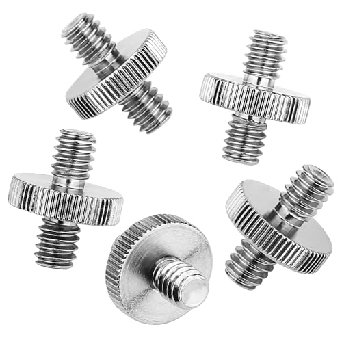 6 Pack International Standard 1/4"-20 Male to 1/4"-20 Male Threaded Tripod Screw Adapter Standard Tripod Mounting Thread Camera Screw Adapter Converter,Precision Made - color: Sliver