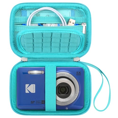 Canboc Carrying Case for KODAK PIXPRO FZ55/ FZ45/ FZ43/ FZ53 16MP Digital Camera, Video Vlogging Camera Bag, Zipper Mesh Pocket fit Cable, Green (Case Only) - color: Regular-Green