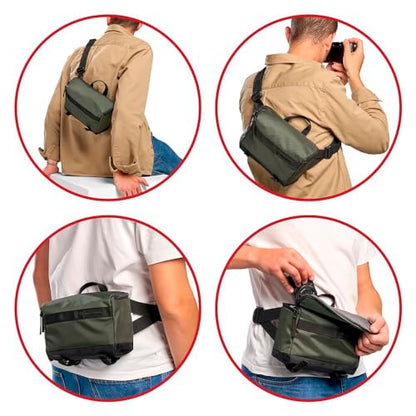 Manfrotto Street Belt Bag, Waist Bag, for Mirrorless Camera, Vlogging Kit, Shoulder Camera Case, Photography Accessories for Content Creator, Colour Green - size: 22 x 14 x 7 cm