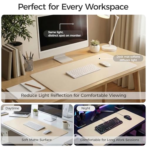 Silicone Desk Mat for Minimal, Creative, Vanity Desk – Reduces Glare, Comfortable Viewing – Writable, Non-Slip, Waterproof, Roll-Up – Food-Grade Platinum-Cured Silicone, Gift Tube（Warm Beige） - color: Warm Beige