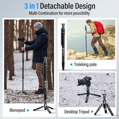 SIRUI SVM-145 Rapid Monopod with Feet, 57” Professional Carbon Fiber Camera Monopod, One-Step Rapid Height Adjustment, Modular 3 in 1, Max Load 22lbs - size: SVM-145