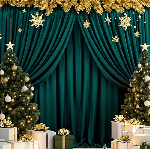 MEETSKY 10ft x 8ft Hunter Green Backdrop Curtains for Parties Christmas Wedding Curtain Rod Pocket Dark Green Photo Backdrop Sliding Drapes Backdrop Curtains for Photography, 5ft x 8ft, 2 Panels - color: Hunter Green, size: 60"W x 96"L (Pack of 2)
