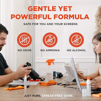 WHOOSH! Pro 16.9 fl oz Refillable TV Screen Cleaner & Microfiber Cloth - Streak-Free Cleaner for Flat Screens, OLED, LCD, Smart TV, Monitors - Non-Toxic, Odorless - Electronics Cleaning Kit - size: 16.9 Fl Oz (Pack of 1)