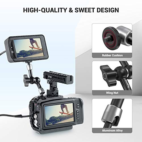 SmallRig 5.5 Inches Adjustable Friction Articulating Magic Arm, with Both 1/4" Screw for LCD Monitor/LED Lights - style: 1-Pack