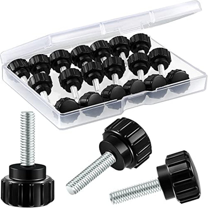Hotop Threaded Knurled Thumbscrew Monitor Mount Screws on Knobs Monitor Screws Carbon Steel Clamping Knobs Grip Thumb Screw Mounting Thumb Screw, Black(20 Pieces,M4 x 15 mm) - size: M4 x 15 mm