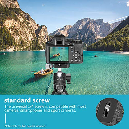 NEEWER 28mm Low Profile Tripod Ball Joint 360° Pan Rotation with 1/4" Arca Type Quick Release Plate and Spirit Level for Tripods, Monopods, Max Load: 6.6LB/5kg