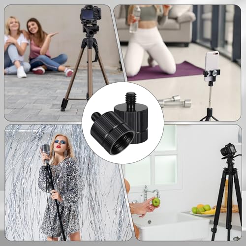 2 PCS Tripod Adapter Laser Level Tripod Conversion Adapter 5/8-11 Female to 1/4 Male, Camera Tripods Adapters, Mic Screw Adapters for Photography Equipment（Black）