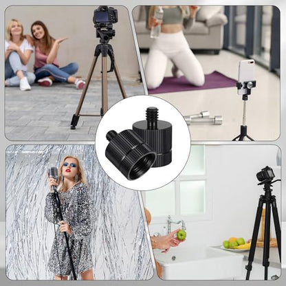 2 PCS Tripod Adapter Laser Level Tripod Conversion Adapter 5/8-11 Female to 1/4 Male, Camera Tripods Adapters, Mic Screw Adapters for Photography Equipment（Black）