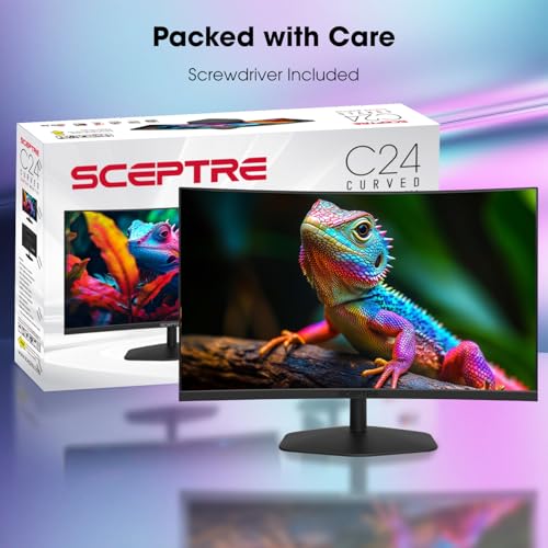 New! Sceptre Curved 24-inch Gaming Monitor 1ms 100Hz 1500R DisplayPort HDMI X2 Eye Care 100% sRGB Build-in Speakers, Machine Black 2026 (C248W-FW100T Series) - style: 24" Curved 100Hz DP HDMI 2025