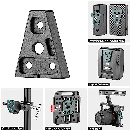 Fomito V-Lock Triangle Plate, Metal Alloy, Compatible with F970 Battery and V-Port Batteries, Includes Mounting Screws, Black（Two-piece Set） - color: Black, size: VK-V