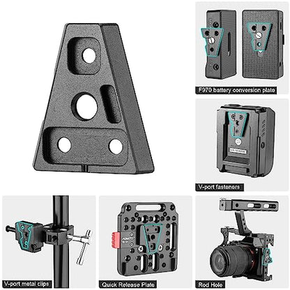 Fomito V-Lock Triangle Plate, Metal Alloy, Compatible with F970 Battery and V-Port Batteries, Includes Mounting Screws, Black（Two-piece Set） - color: Black, size: VK-V