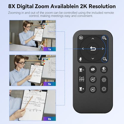 2K Webcam for pc with AI,Web Camera/8X Digital Zoom Computer Camera with USB 3.0/HDR/Dual Noise-Cancelling Mics，Zoom/Teams/Skype/Facetime/Meeting - size: 2K webcam