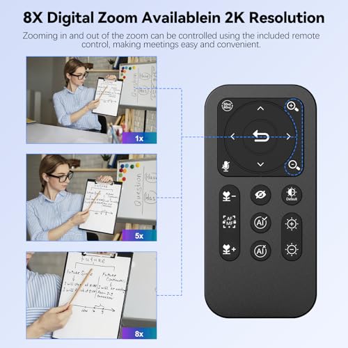 2K Webcam for pc with AI,Web Camera/8X Digital Zoom Computer Camera with USB 3.0/HDR/Dual Noise-Cancelling Mics，Zoom/Teams/Skype/Facetime/Meeting - size: 2K webcam