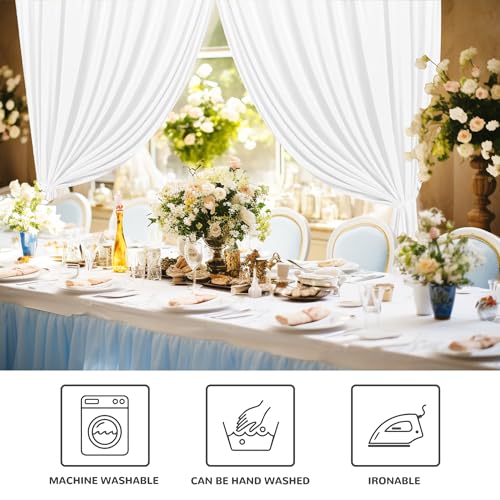 MEETSKY 10 feet x 10 feet White Backdrop Curtains Valentine's Day Birthday Party Wedding Backdrop,White Photography Rod Pocket Drapes Polyester Fabric Curtain for Baby Shower,5ft x 10ft,2 Panels - color: White, size: 60"W x 120"L (Pack of 2)