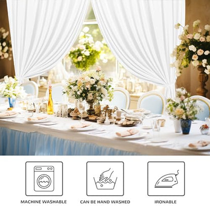 MEETSKY 10 feet x 10 feet White Backdrop Curtains Valentine's Day Birthday Party Wedding Backdrop,White Photography Rod Pocket Drapes Polyester Fabric Curtain for Baby Shower,5ft x 10ft,2 Panels - color: White, size: 60"W x 120"L (Pack of 2)