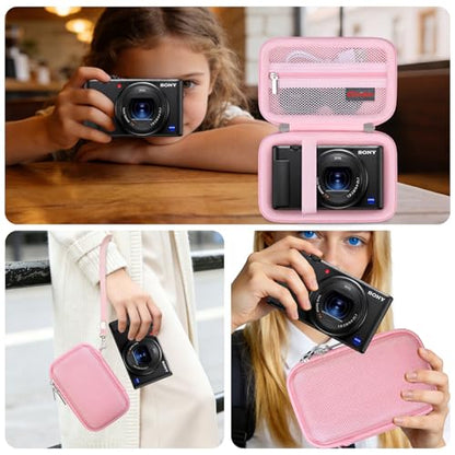 Case for Sony ZV-1F/ ZV-1/ ZV-1 II/Sony RX100 VII/ RX100 III Digital Camera | Sony ZV-1F/ ZV-1/ ZV-1 II/ RX100 VII Digital Camera Carrying Case, Hard Travel Protective Bag, Pocket fits Accessories, Pink - color: Pink