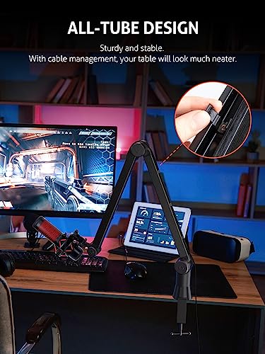 Blue Yeti Microphone Boom Arm - Upgraded Heavy Duty Boom Arm, Hidden Cable Management, Stable Desk Clamp, Blue Yeti Mic Stand Compatible with Yeti Microphone, HyperX QuadCast, Shure SM7B - color: Upgraded Large Blue Yeti Boom Arm