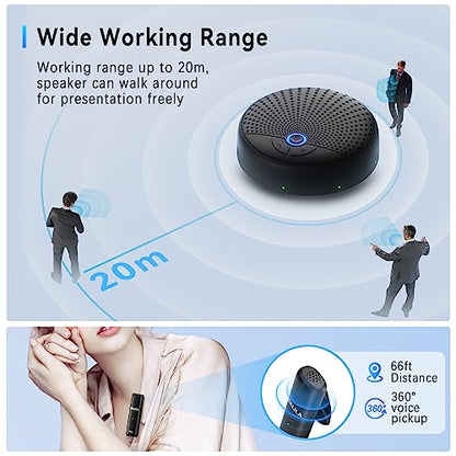 Conference Speaker and Microphone, 10 AI Mics 360° Voice Pick Up & Noise Reduction, USB Speakerphone for 10-15 People Conference Room, Compatible with Multi-Leading Platforms, Zoom, MS Team - color: Black